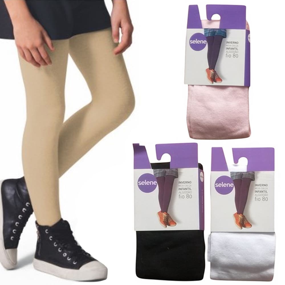 Meia Calça Selene 9555 Inverno Infantil Fio 80 Algodão Confortável