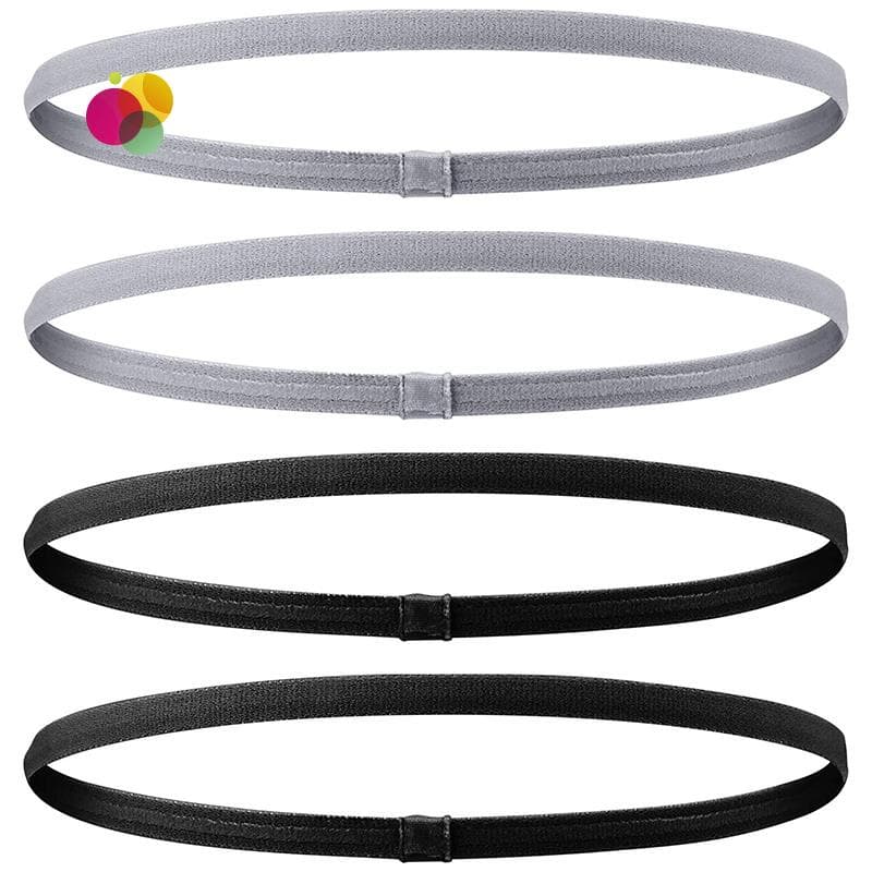 4 Pçs Faixa De Cabelo Elástica Grossa Antiderrapante Esportiva Para Masculino E Mulheres (Preto , Cinza)