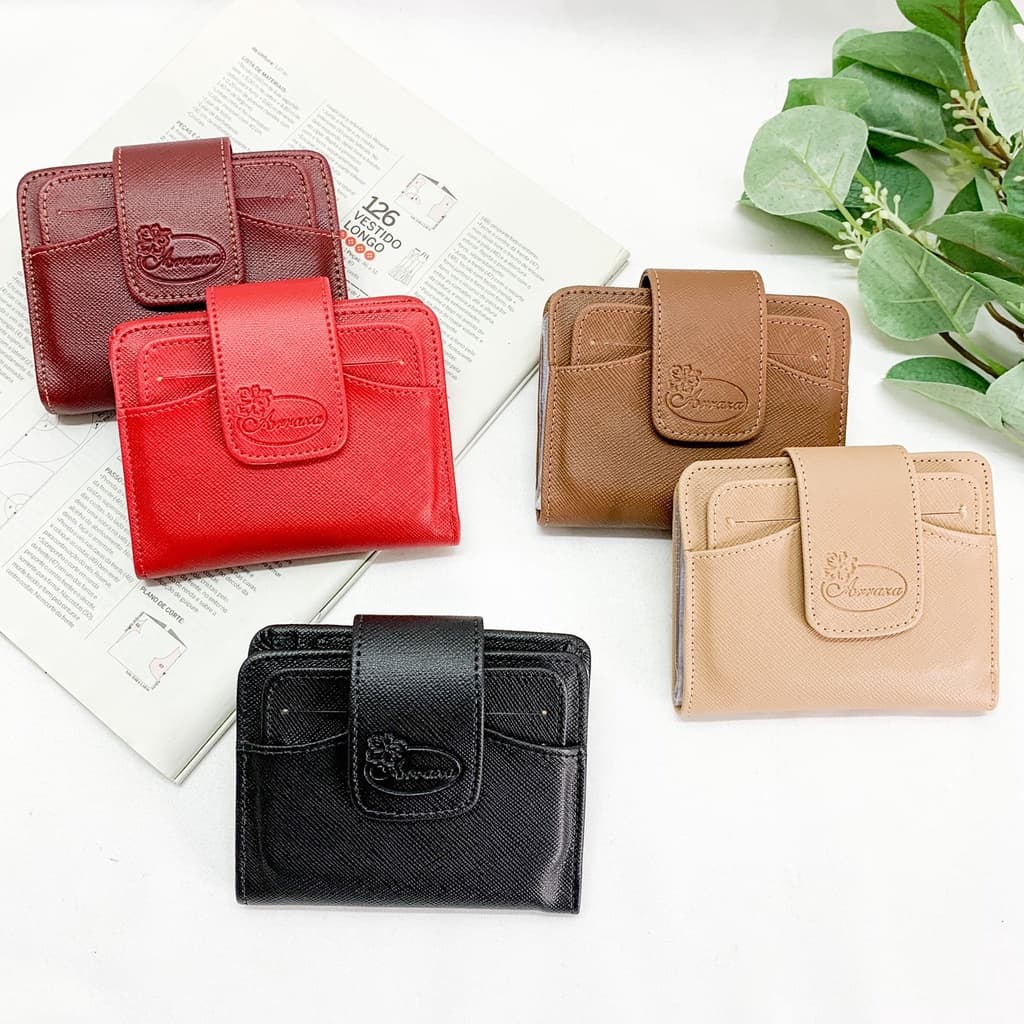 Carteira Feminina De Couro Porta Cartão Removível Documento Moeda Arraza Pequena
