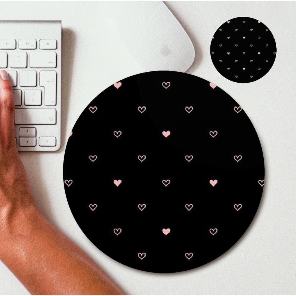 Kit mouse pad e porta copo Corações