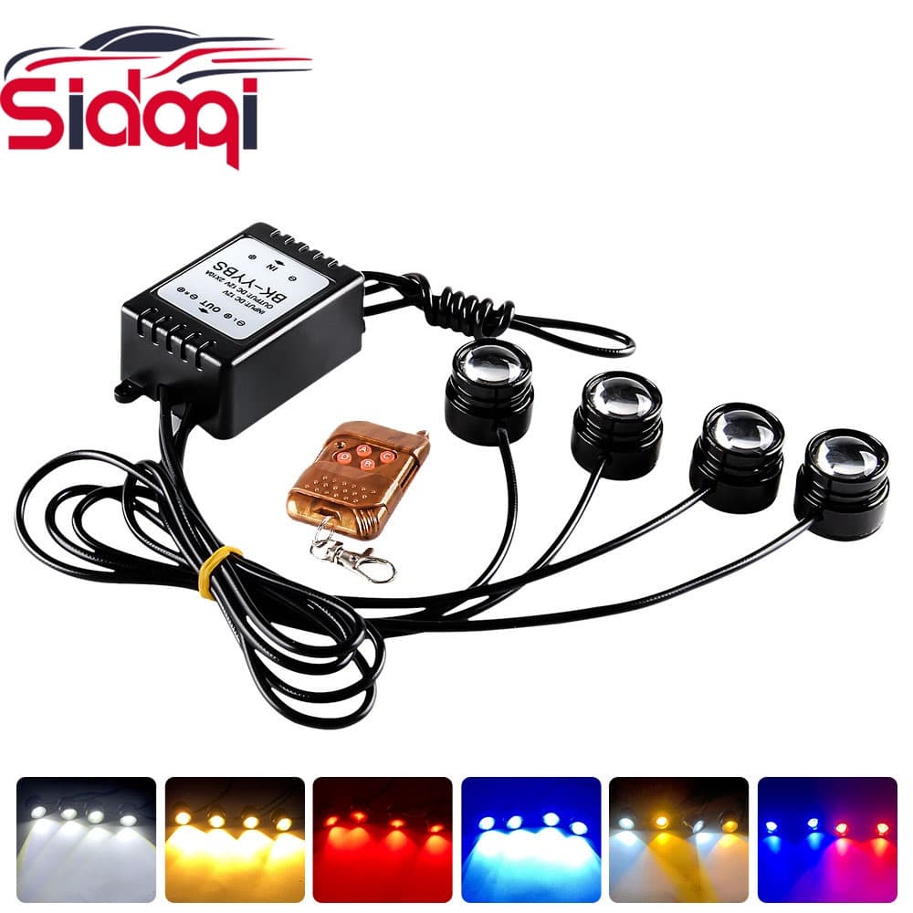 4x1.5w LED Águia Eye Strobe Flash Olho De Gato Levou Carro Com Controle Remoto Sem Fio À Prova D'água Drl Luz