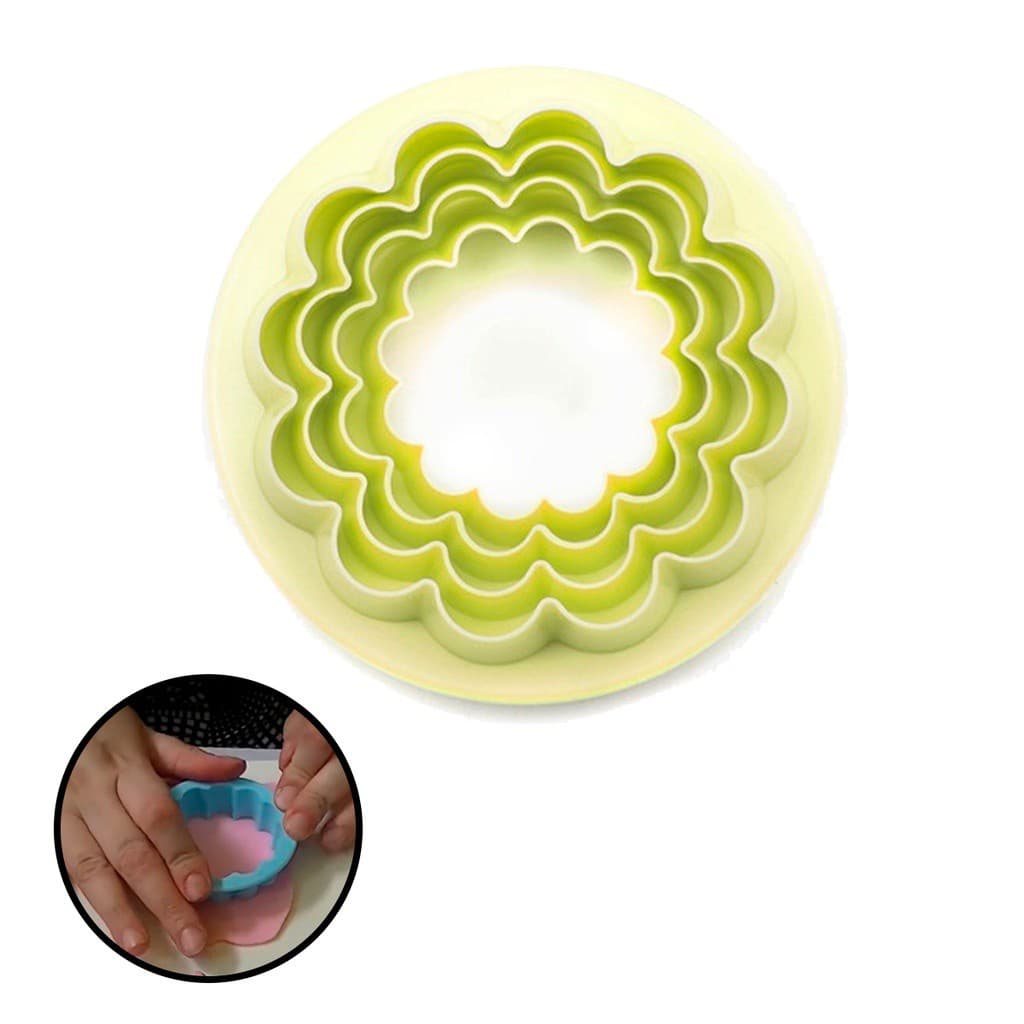 Kit Cortador Formato Babados 4 Peças Para Massas e Biscuits