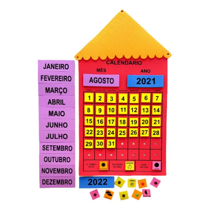 Painel Sala De Aula Calendário Do Mês Em EVA 2025  - Decoração sala de aula/Alfabetização