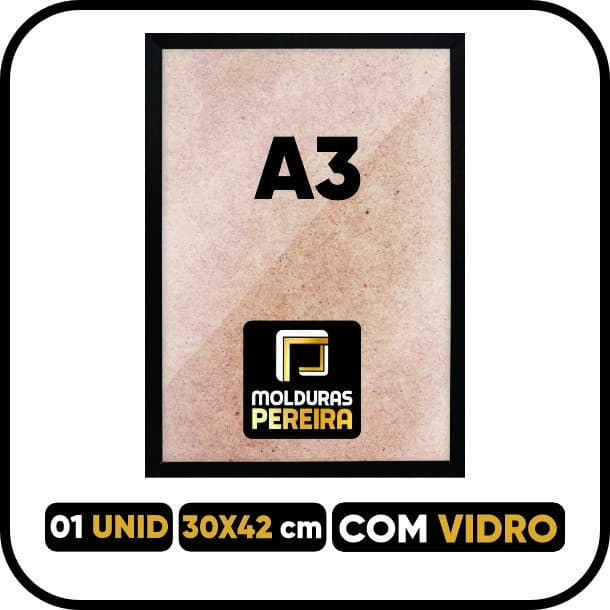 Moldura A3 30x42 cm COM VIDRO - Quadro 42x30 Qualidade PREMIUM