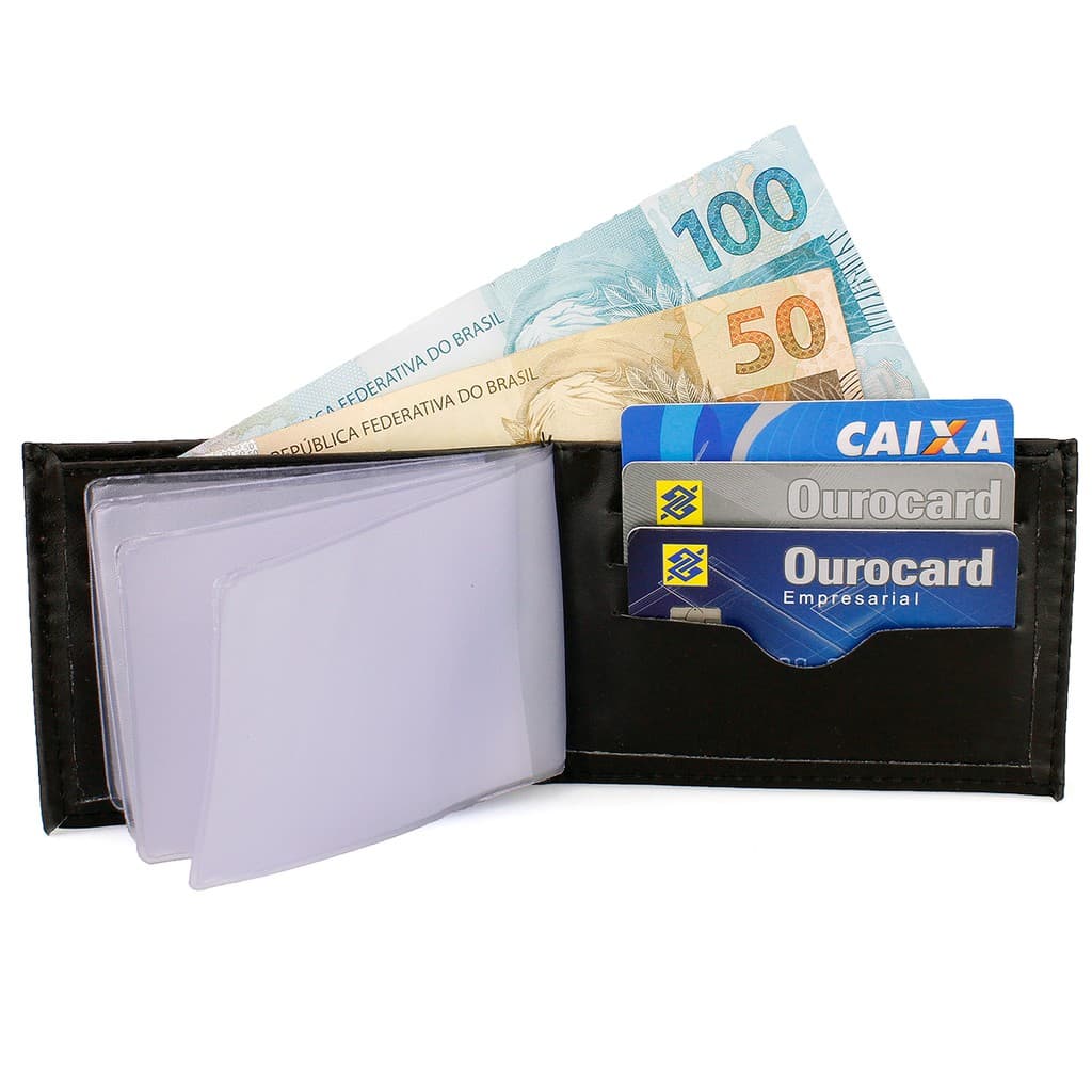 Carteira Masculina Slim Casual Preto e Café