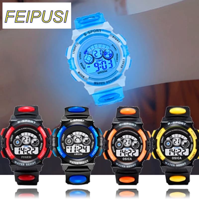 Relógio LED Infantil À Prova D'água Para Crianças , Meninos E Meninas Com Display Multifuncional Luminoso