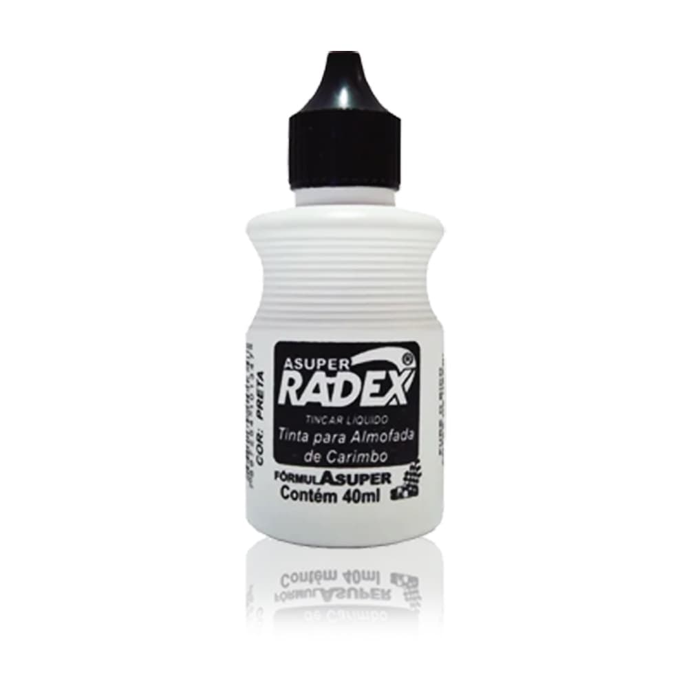 Tinta para Carimbo 40ml preta vermelha azul - Radex - para Papel / Kraft
