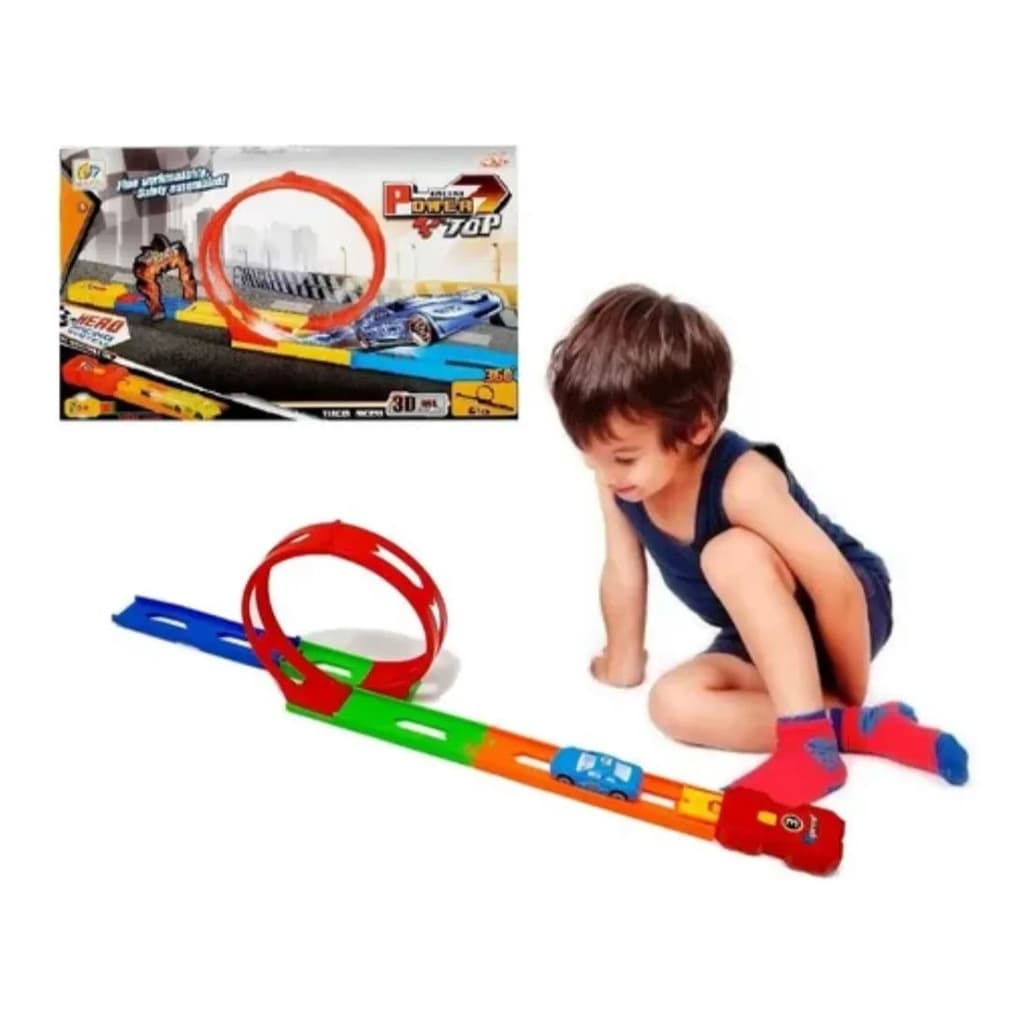 Super Pista Looping 360 Lançador Carrinho Tipo Hotwheels