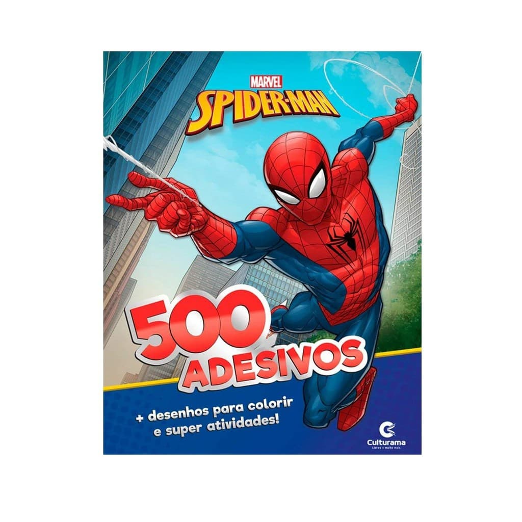 Livro Revista 500 ADESIVOS MARVEL HOMEM-ARANHA Spider-man livrinho revistinha infantil colorir atividades