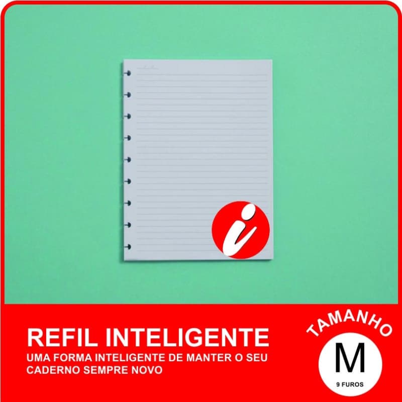 Refil Inteligente Médio Pautado 90g com 100 folhas