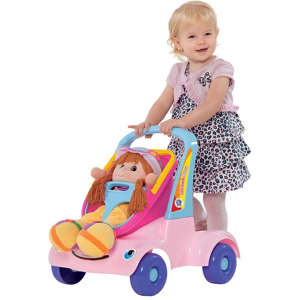 Andador Bebe Passeio Boneca Rosa - Merco Toys