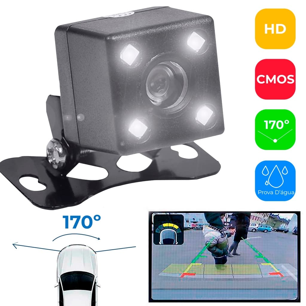 Câmera de Ré Suporte Visão Noturna para Estacionar Ferramenta Assistente de Estacionamento Luz LED