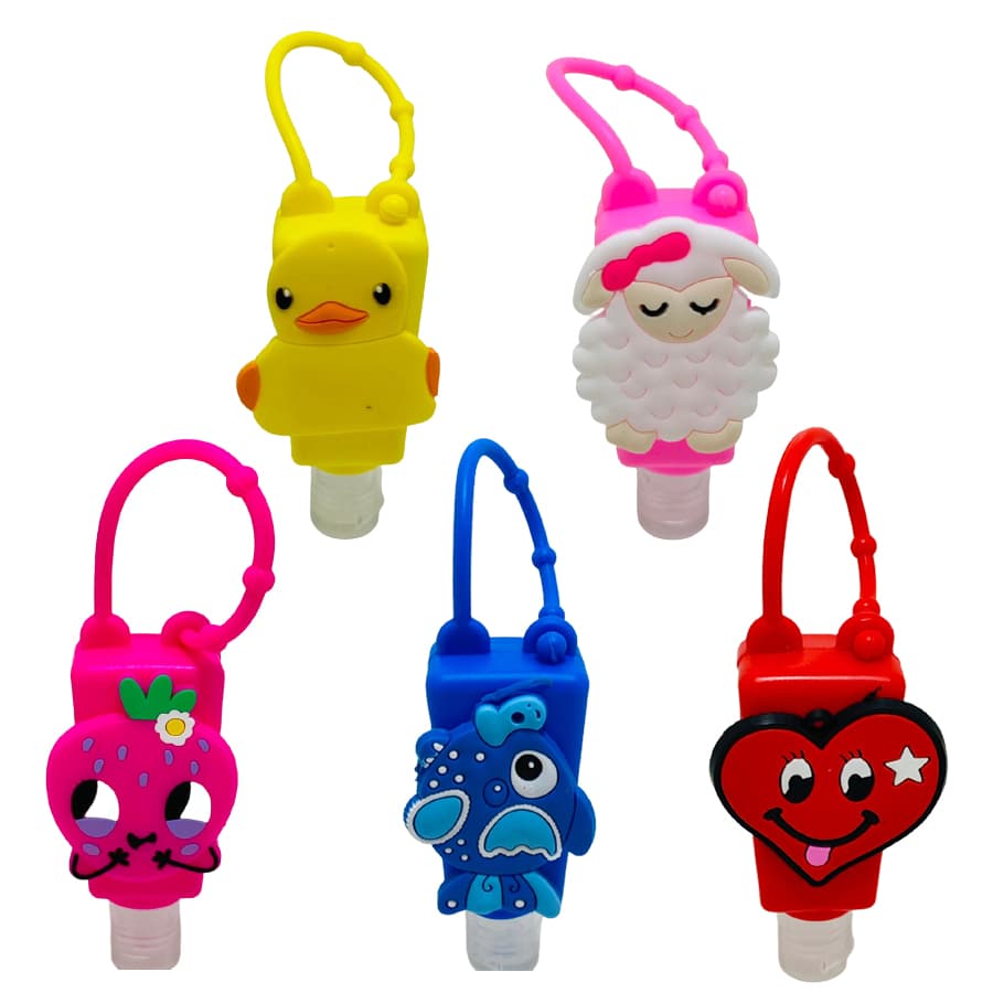 FRASCO ALCOOL GEL ESCOLA MOCHILA CRIANÇA BICHINHOS VARIADOS