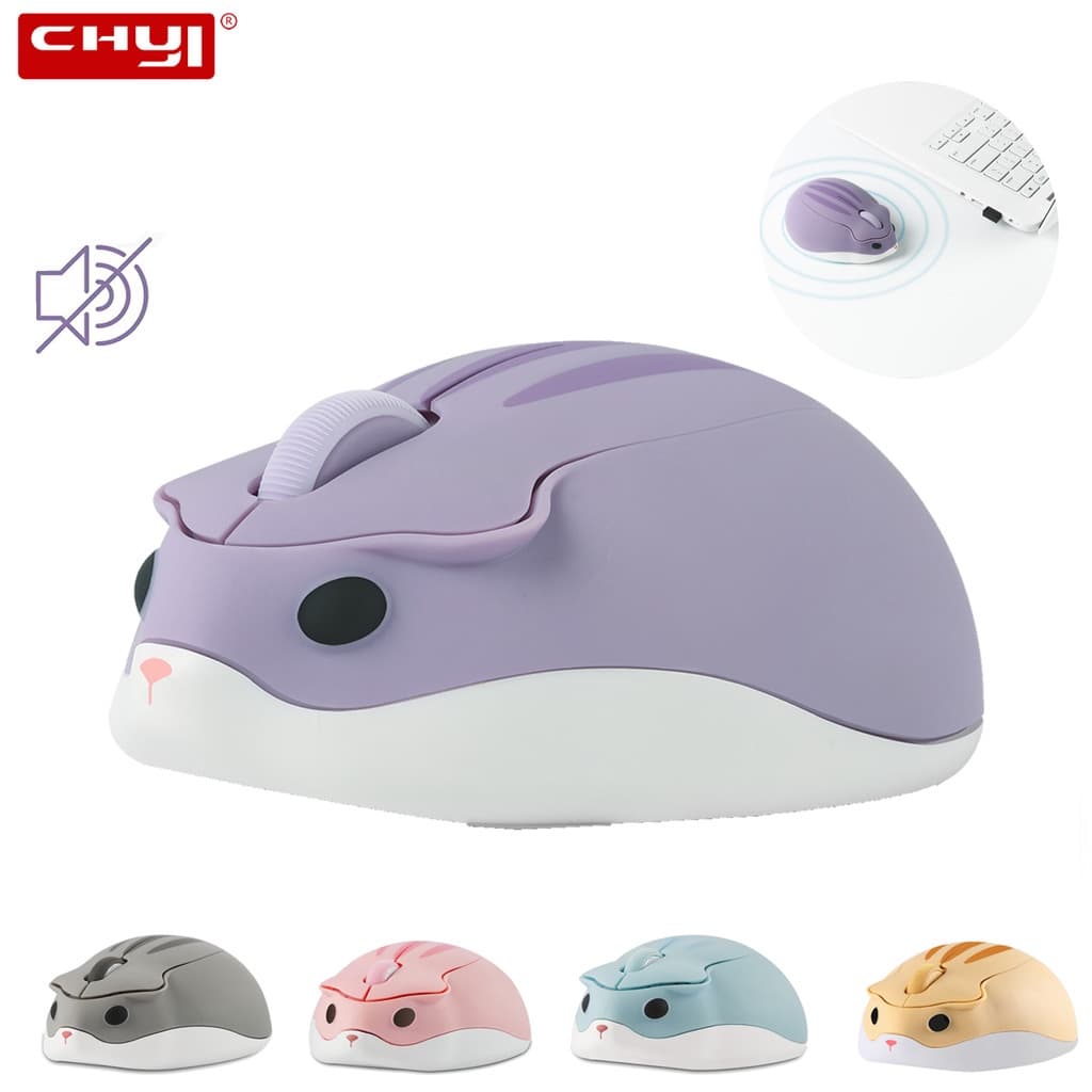 Mouse sem fio silencioso de 2,4 GHz com desenho de animal fofo e receptor USB mouse 3D para jogos de 1200 DPI para note