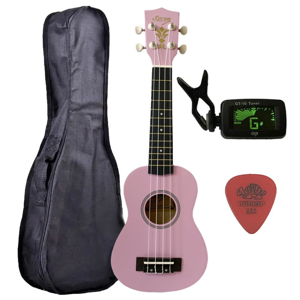 Ukulele Rosa Seven Soprano Suk-07 PI C/ Capa e Afinador