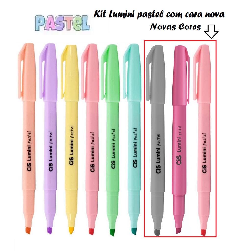 Kit Marca Texto Cis Lumini Pastel C/9 cores ! Novidade
