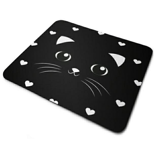 Mouse Pad Personalizado Promoção Gatinho Preto com corações