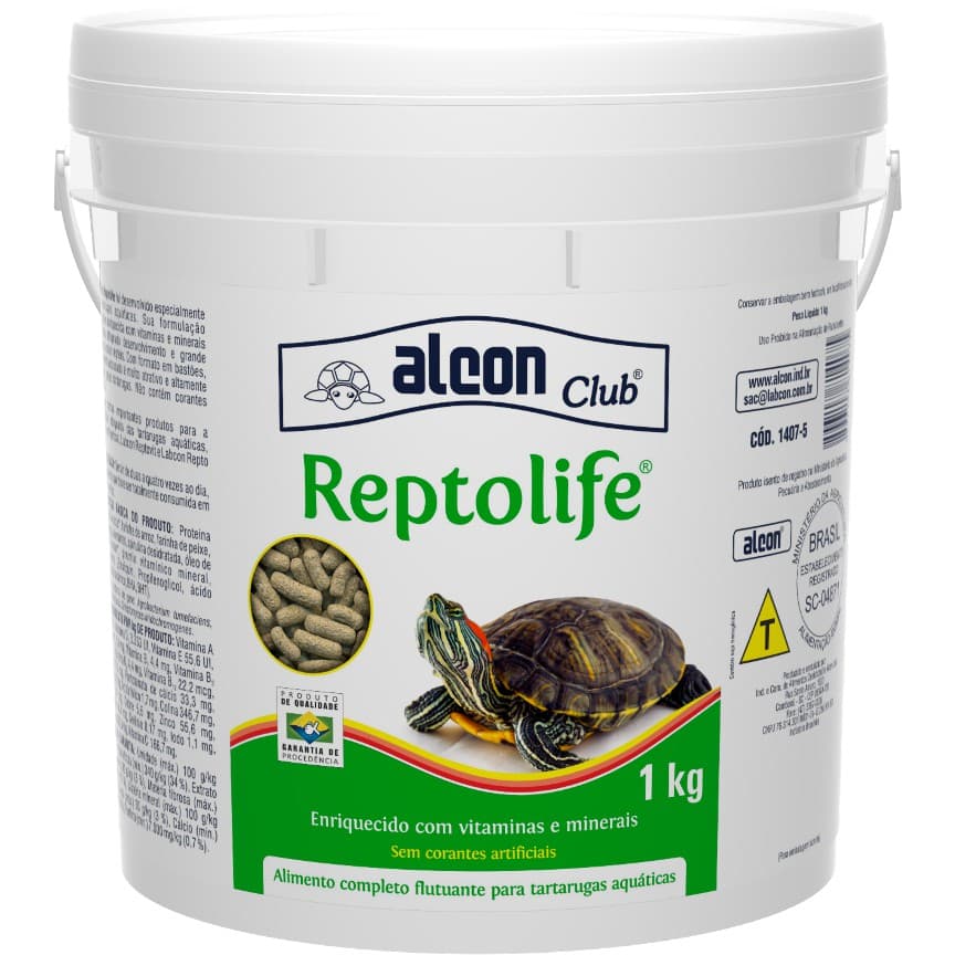 Ração Alcon Reptolife 01 Kg - Ração balanceada extrusada para tartarugas aquáticas