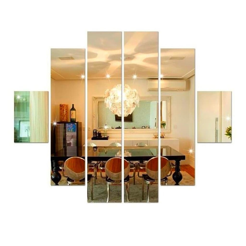 Espelho Decorativo Sala de Jantar Kit 6 Peças 70x95cm Reflete Imagem Perfeita
