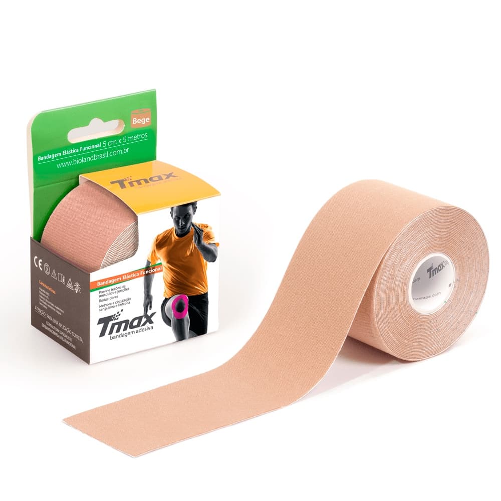 Fita de Kinésio Tmax ORIGINAL  Tape 5m x 5cm bege BIOLAND super promoçã