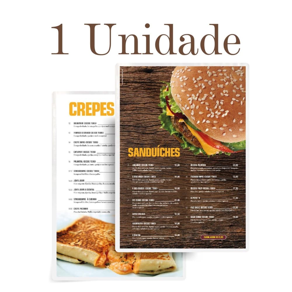 1 - Cardápio Plastificado Personalizado a4 - Restaurante Lanchonete Sorveteria Doceria