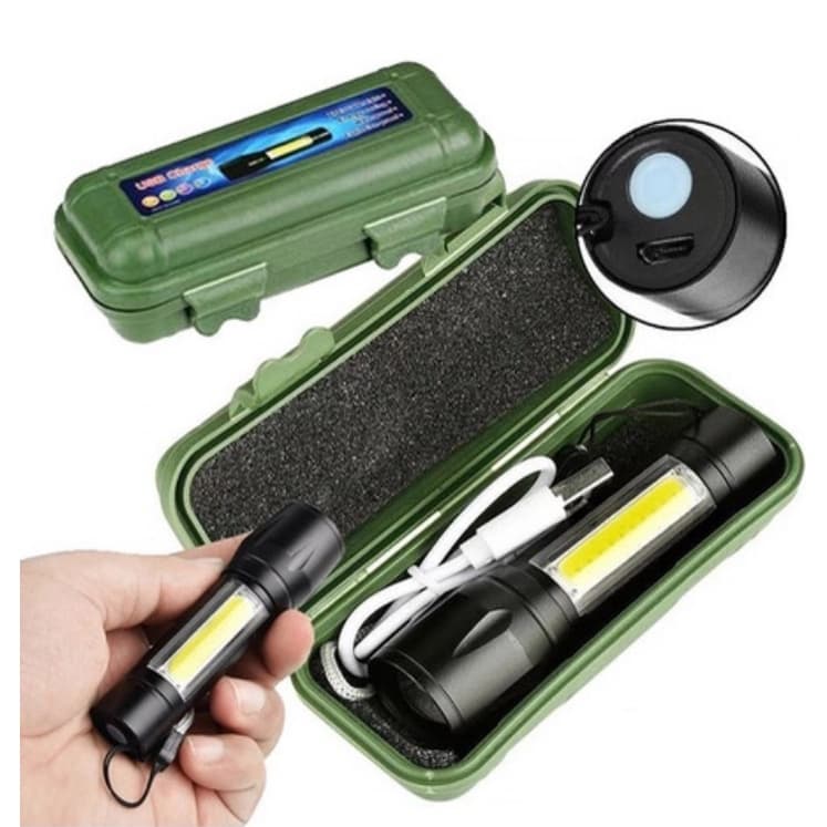 Mini Lanterna Tática Com Led E Zoom Recarregável Usb Lanterna De Mao 535