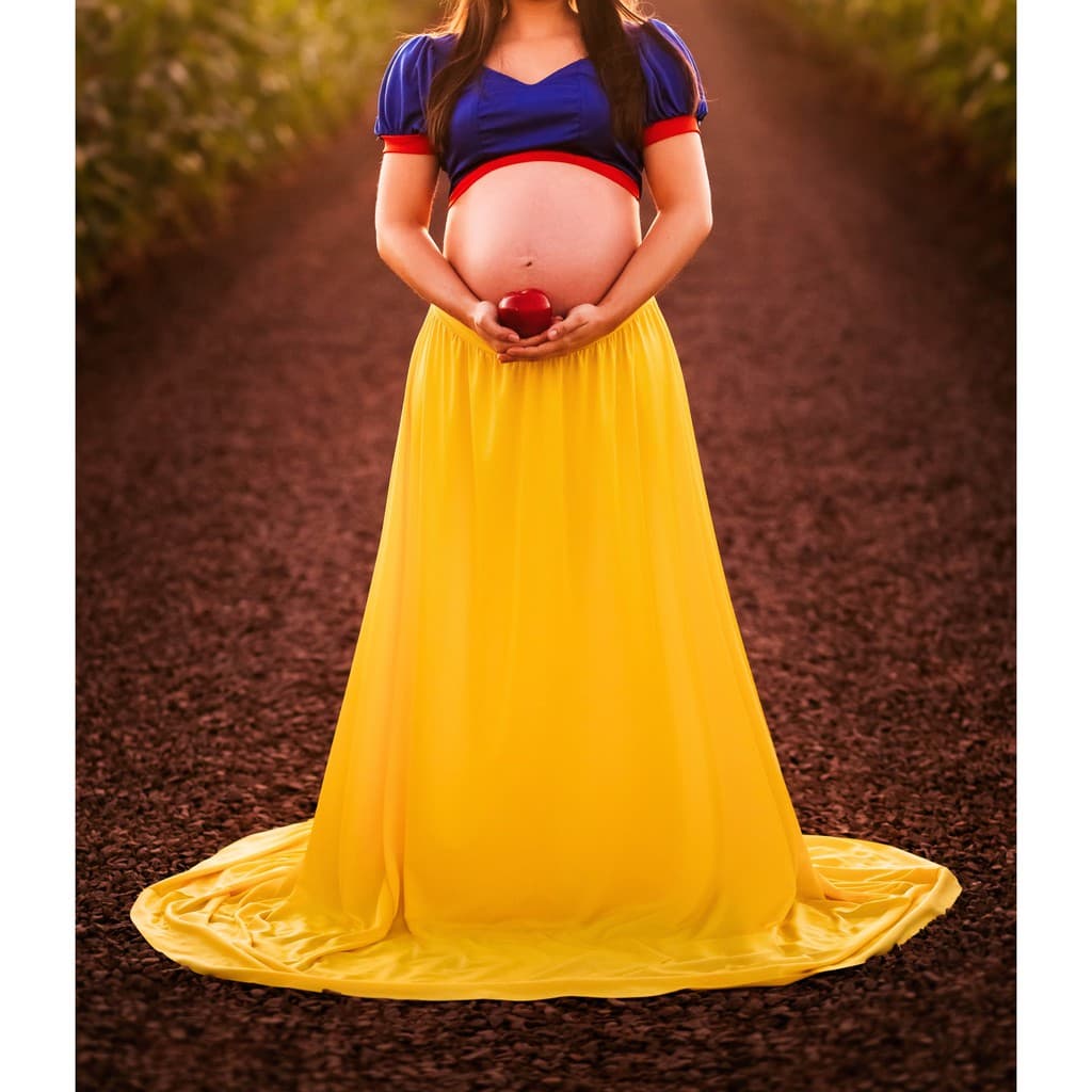 Vestido Gestante Branca De Neve, 2 Em 1 Para Fotografias
