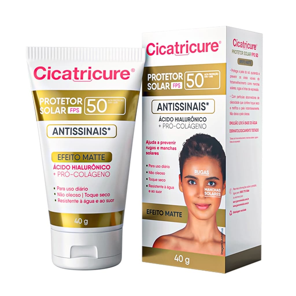 Protetor Solar Cicatricure FPS50 Ácido Hialurônico + Pró Colageno 40g - Lançamento