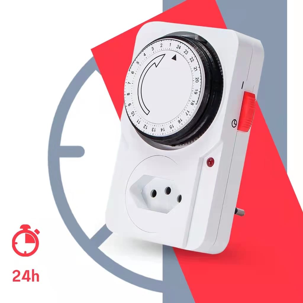 Temporizador Mecânico Timer Analógico Programável Liga Desliga 24h Bivolt 110/220v XT-YDS