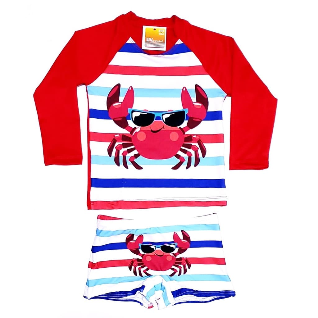 Conjunto Bebê Camisa e Sunga para bebê com Proteção Solar UV FPU 50+ Praia Natação Piscina Pirata