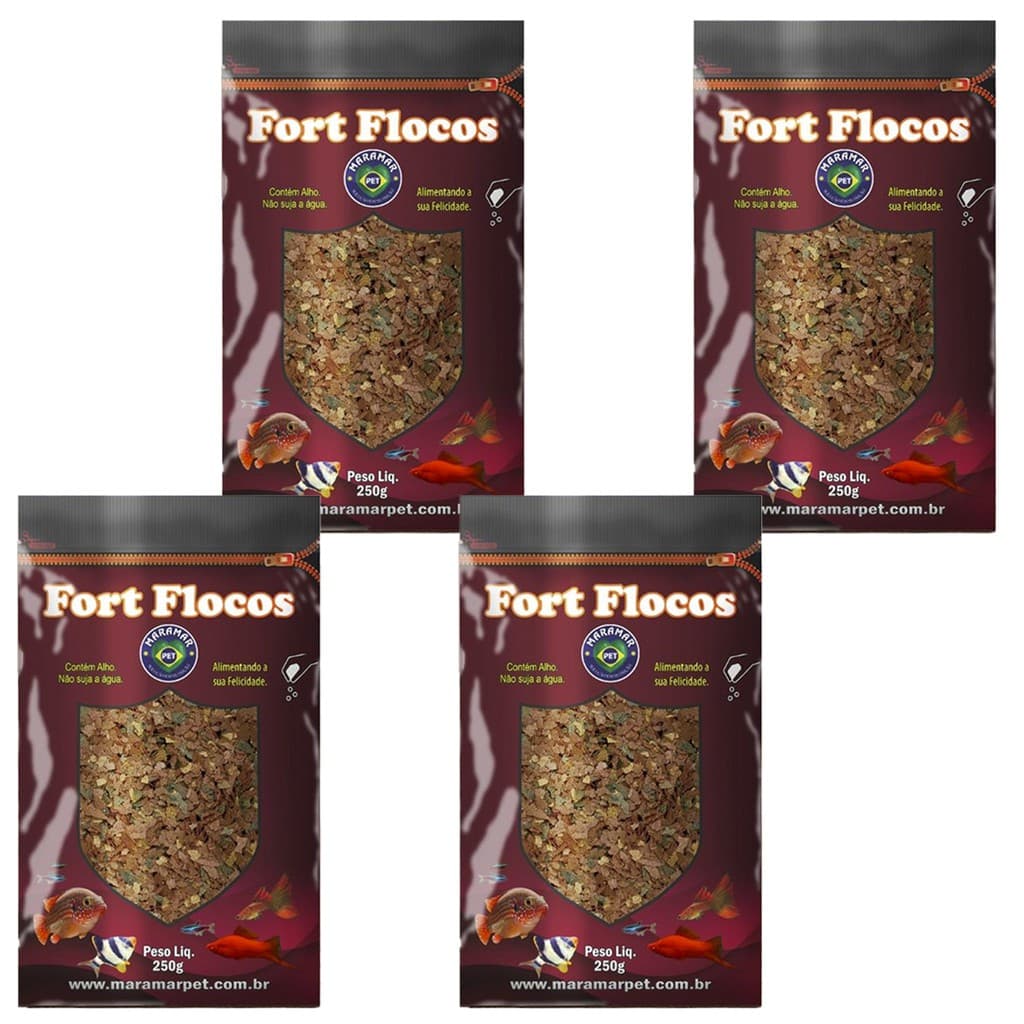 Ração Para Peixe Ornamentais Maramar Fort Flocos Água Doce Aquário 1kg Premium