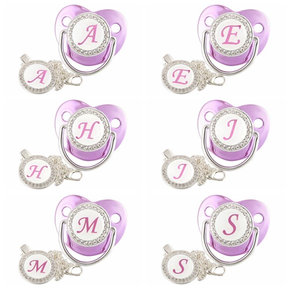 Luxe Pasgeboren Bebê Fopspeen Clips Strass 26 Letras Bijtring Siliconen Fóspeen Houder Kraamcadeu