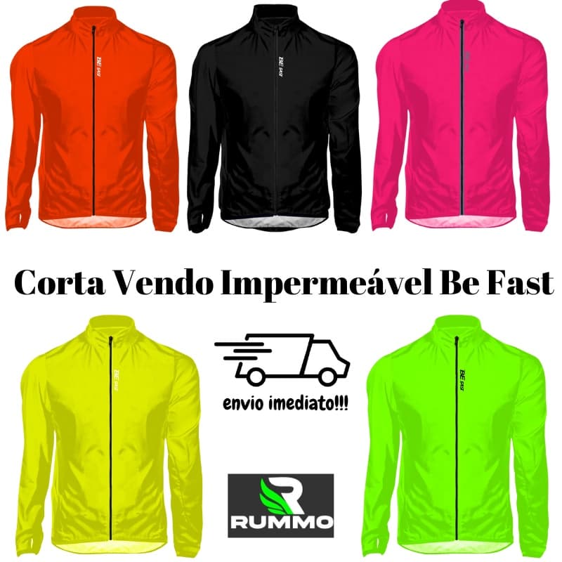Jaqueta Corta Vento Manga Longa Be Fast - Varias Cores Impermeável Faixa Refletiva /Bike/MTB/SPEED