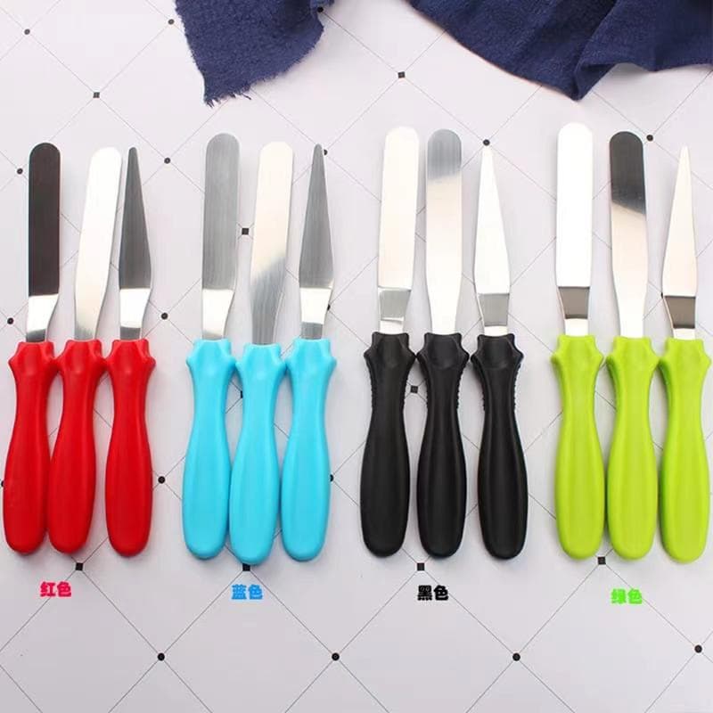 Kit 3 Espátulas em Inox para Bolos Decorados Confeiteiro