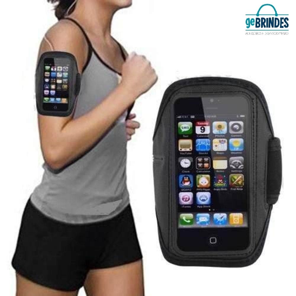 Braçadeira Ambrand Suporte Para Celular Tecido Neoprene Corrida - Preta