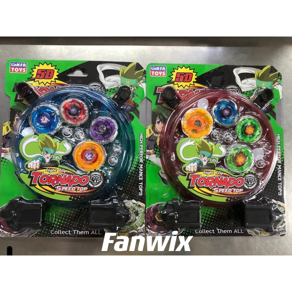 Cartela com 2 e 4 Beyblade Metal Led 5d + 2 Lançador + Pião Tornado Com Arena, Brinquedos dos meninos, Fanwix