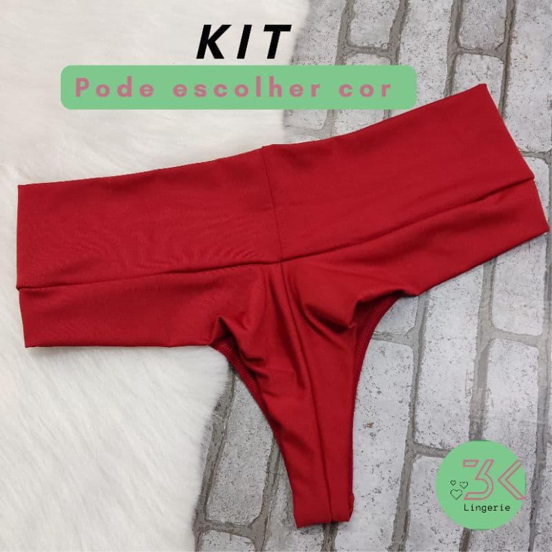Kit Calcinha Fio Duplo e Cós Duplo Alto Lingerie Aperta Barriga Moda Íntima Feminina