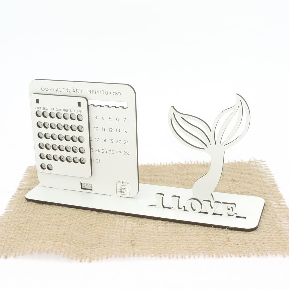 5 Calendário Infinito Personalizado Mdf Branco - Sereia