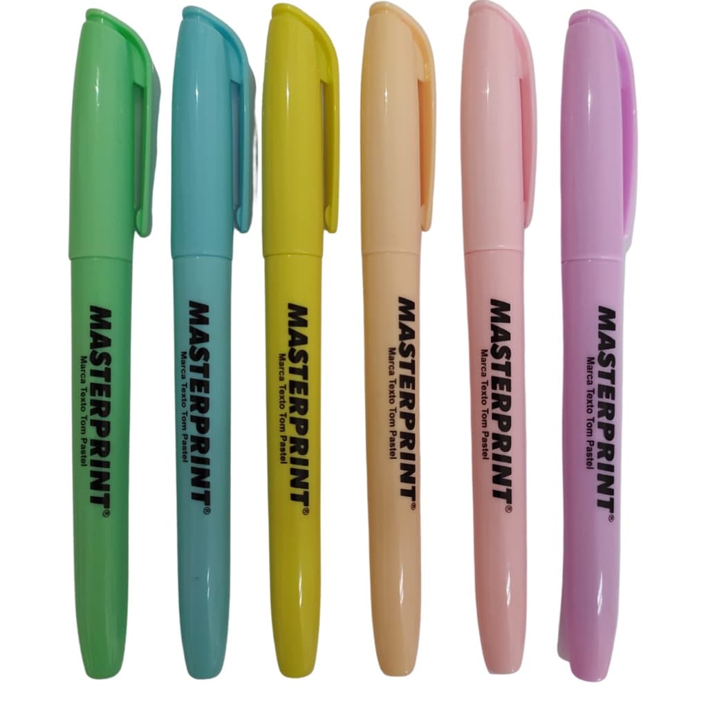 Caneta Marca Texto Tom Pastel Amarela Azul Lilas Rosa Rose Verde Masterprint