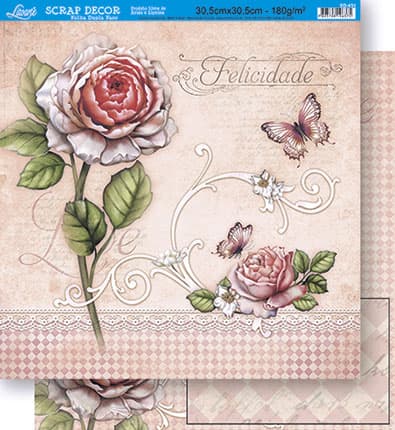 SD-431 - SCRAP DUPLA FACE -FLORES E BORBOLETA
