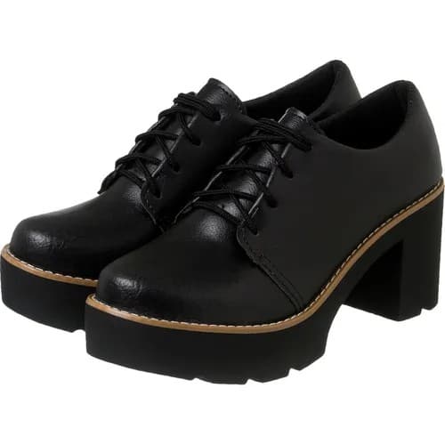 Oxford macio Feminino Salto médio Tratorado Liso Preto confortável novidade moda