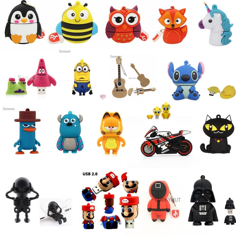 USB 2 Tb Dos Desenhos Animados U Disko Bonito E flash Drive 50 Tipos De Versão Disk 2.0 Presente