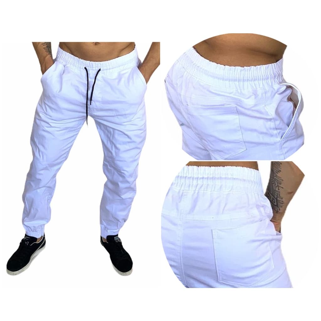 Calça Jogger Masculina Branca Neve Super Confortavel