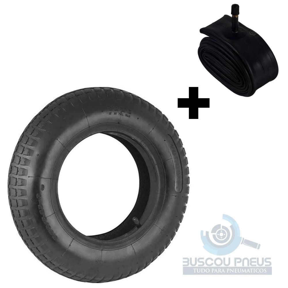 Kit Pneu 3.50-8 + Câmara De Ar Para Carrinho de Mão e Carriola Aro 8 Importado 4 Lonas Novo