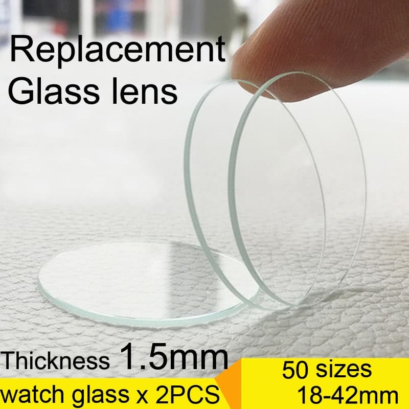 2 Pçs Espessura Plana 1.5mm Relógio Redondo Vidro Mineral Cristal 18mm-42mm Smartwatch Inteligente Substituição Lente Es