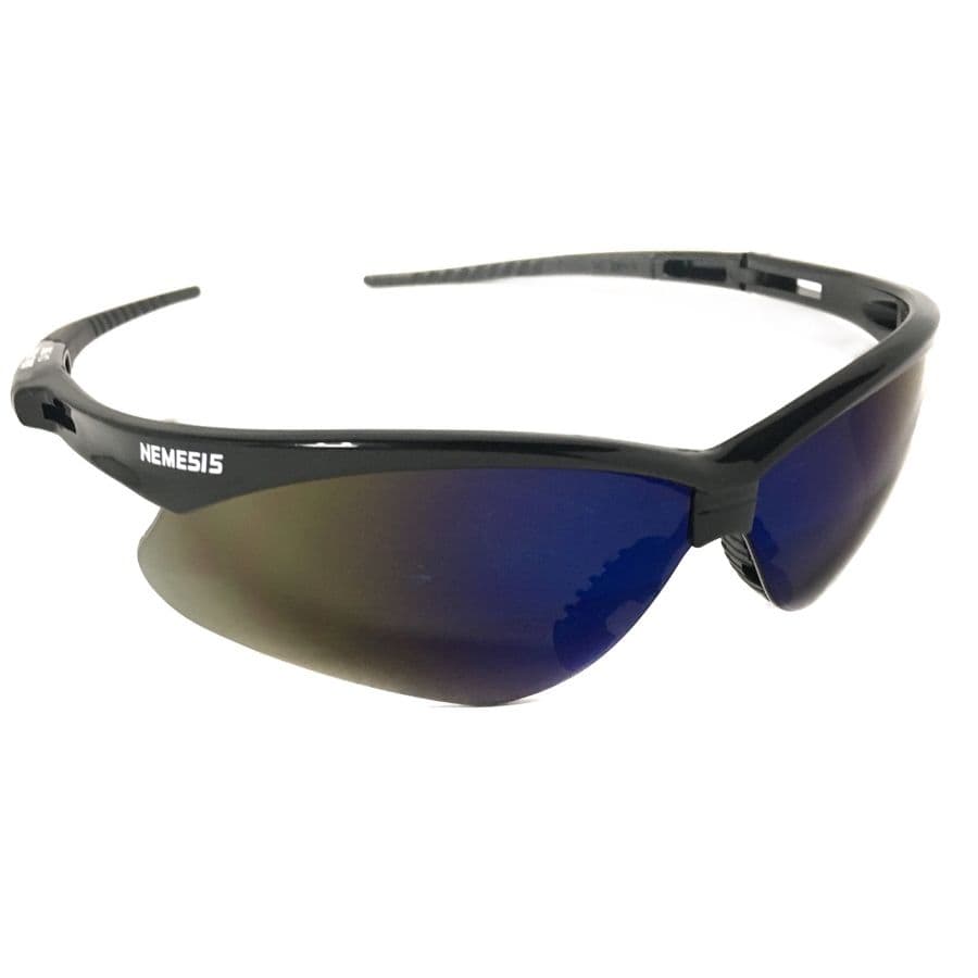 Óculos Proteção Nemesis Preto AZUL ESPELHADO Esportivo AIRSOFT Teste Balístico Paintball Resistente A Impacto Ciclismo V