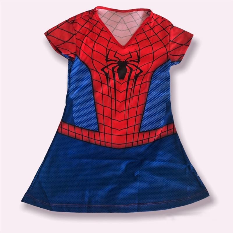 Fantasia Temática Vestido Mulher Aranha Infantil Feminina Princesa Barato Menina Promoção