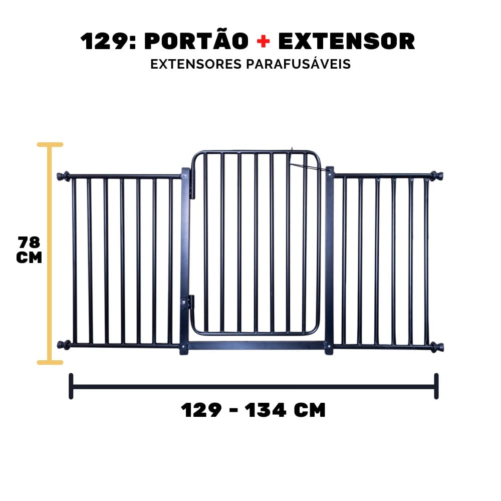 Grade De Porta Portão Reforçado Proteção Cachorro Criança 129 A 134 Cm