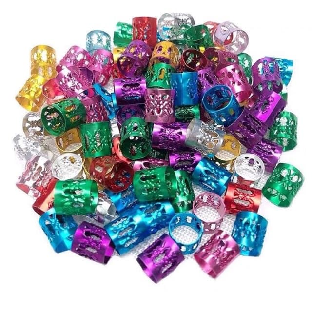 kit 200 Aneis Para Trança Regulável Box Braids E Dreads Coroa tubo cano cabelo Dourado/Prata/Colorido