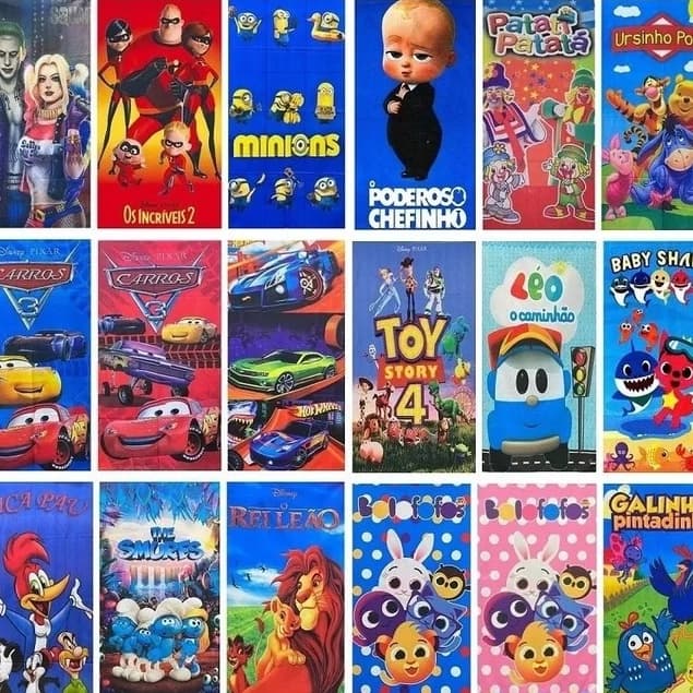 Toalha Infantil Pequena de Rosto Escolar Lancheira Estampadas Princesas Heróis e Personagens